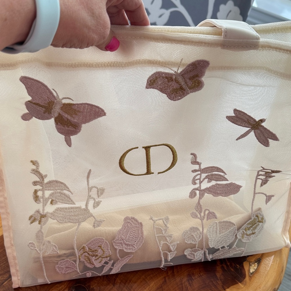 Dior Cream Tote with Butterfly Embroidery